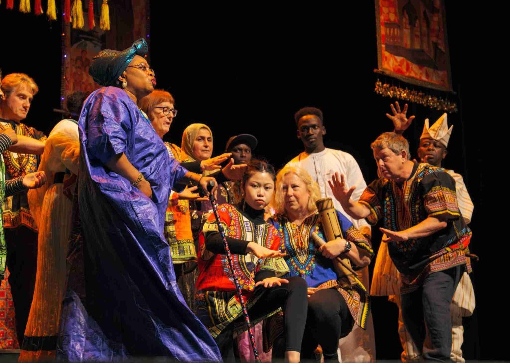 Performers on stage during Lawrence Batley Theatre's Our Freedom performance